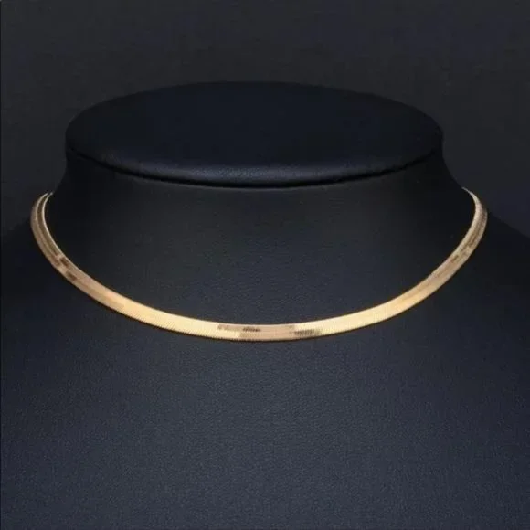 18” NEW GOLD HERRINGBONE SNAKE LINK CHAIN NECKLACE, NICE NECKLACE, CUTE NECKLACE - Picture 7 of 7